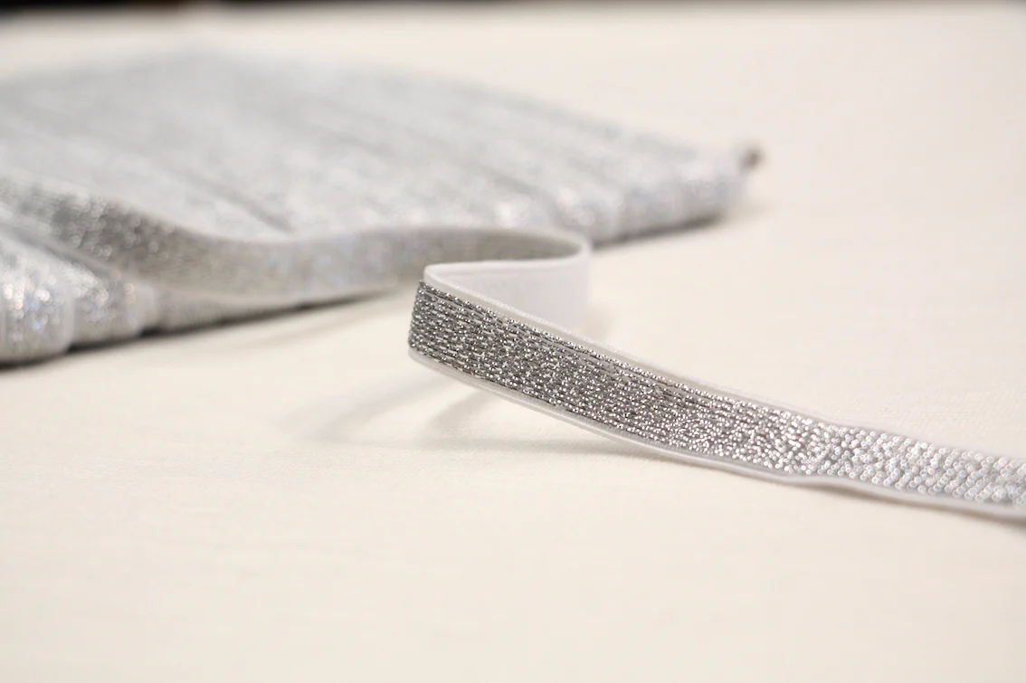 Metallic Fancy Elastic (10mm/ 3/8") - Silver