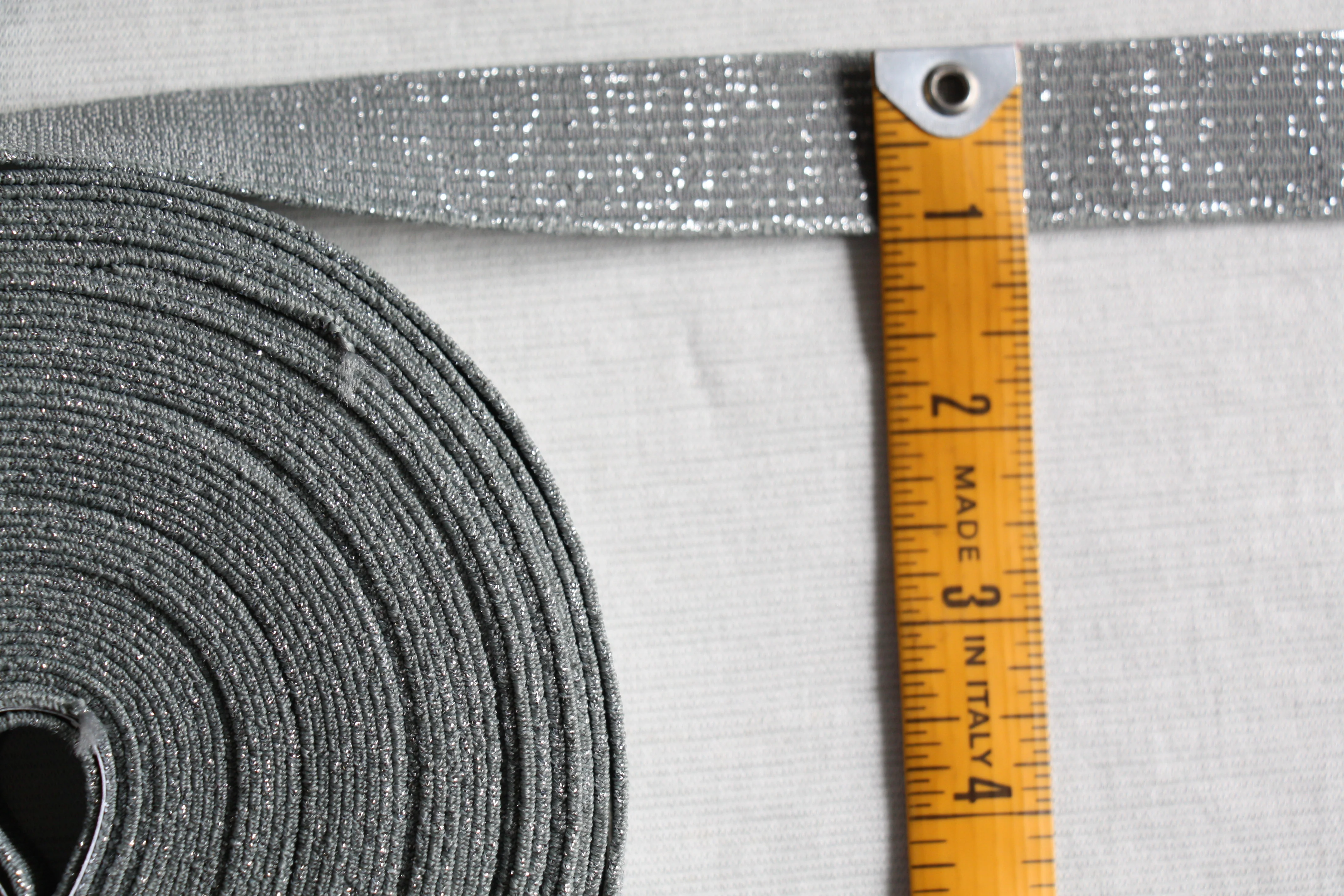 Metallic Fancy Elastic (25mm/ 1") - Platinum Silver - Image 2