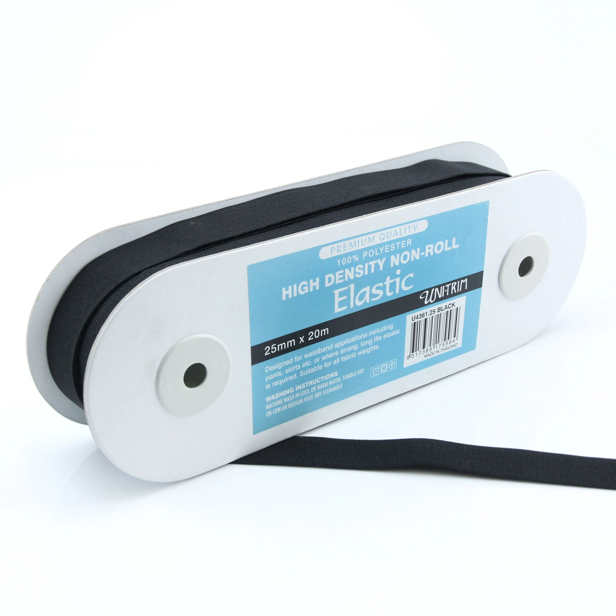 *High Density Non-Roll Elastic (25mm) - Black