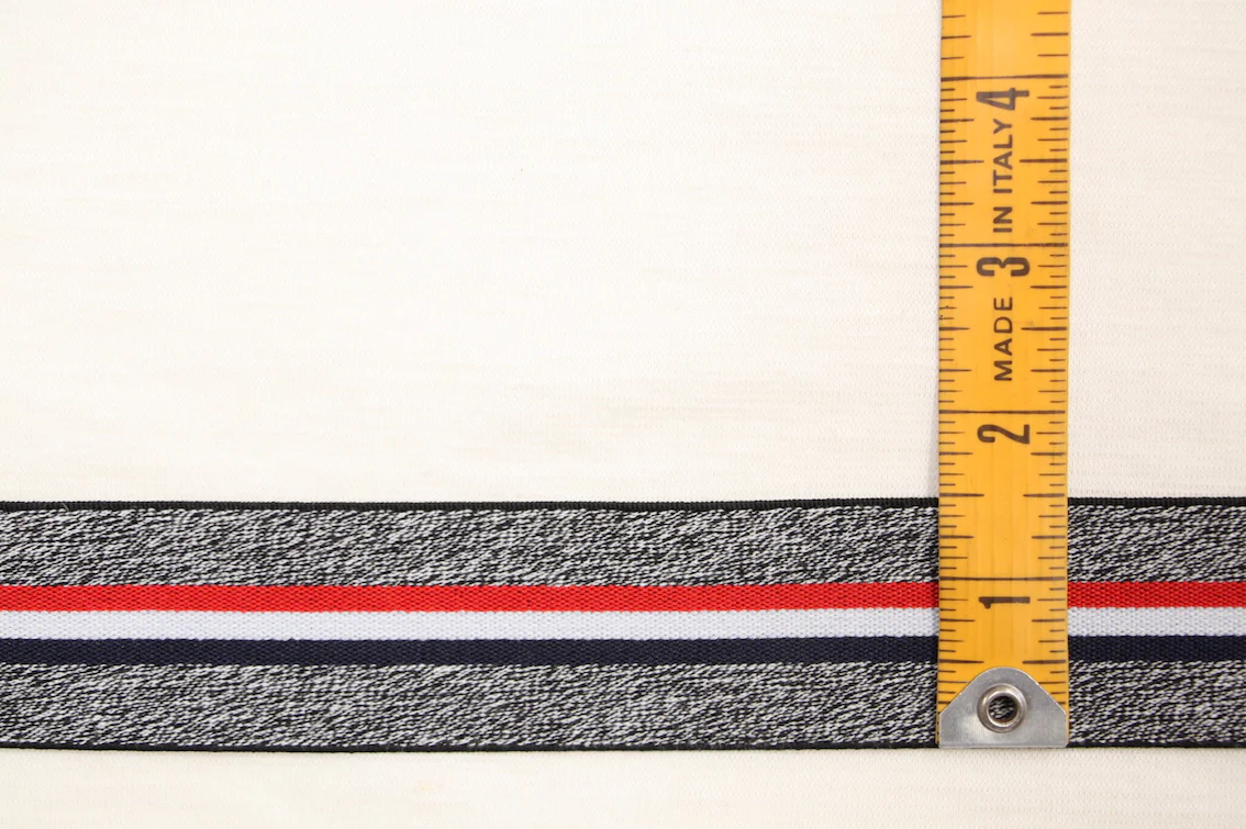 38mm/ 1 1/2" wide - Fancy Elastic - Red/Black Striped - Image 2