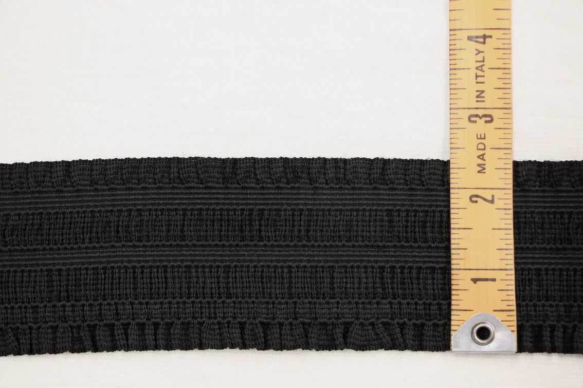60mm/ 2 3/4" wide - Fancy Elastic - Black Frill - Image 2