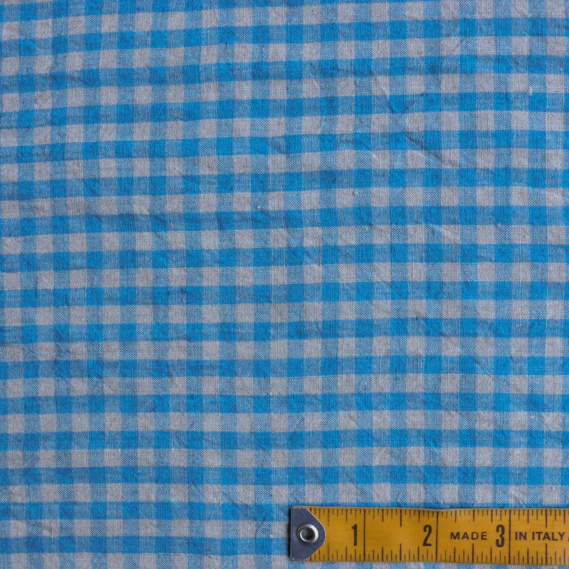 Abby Check Azure Washed Linen - Image 3