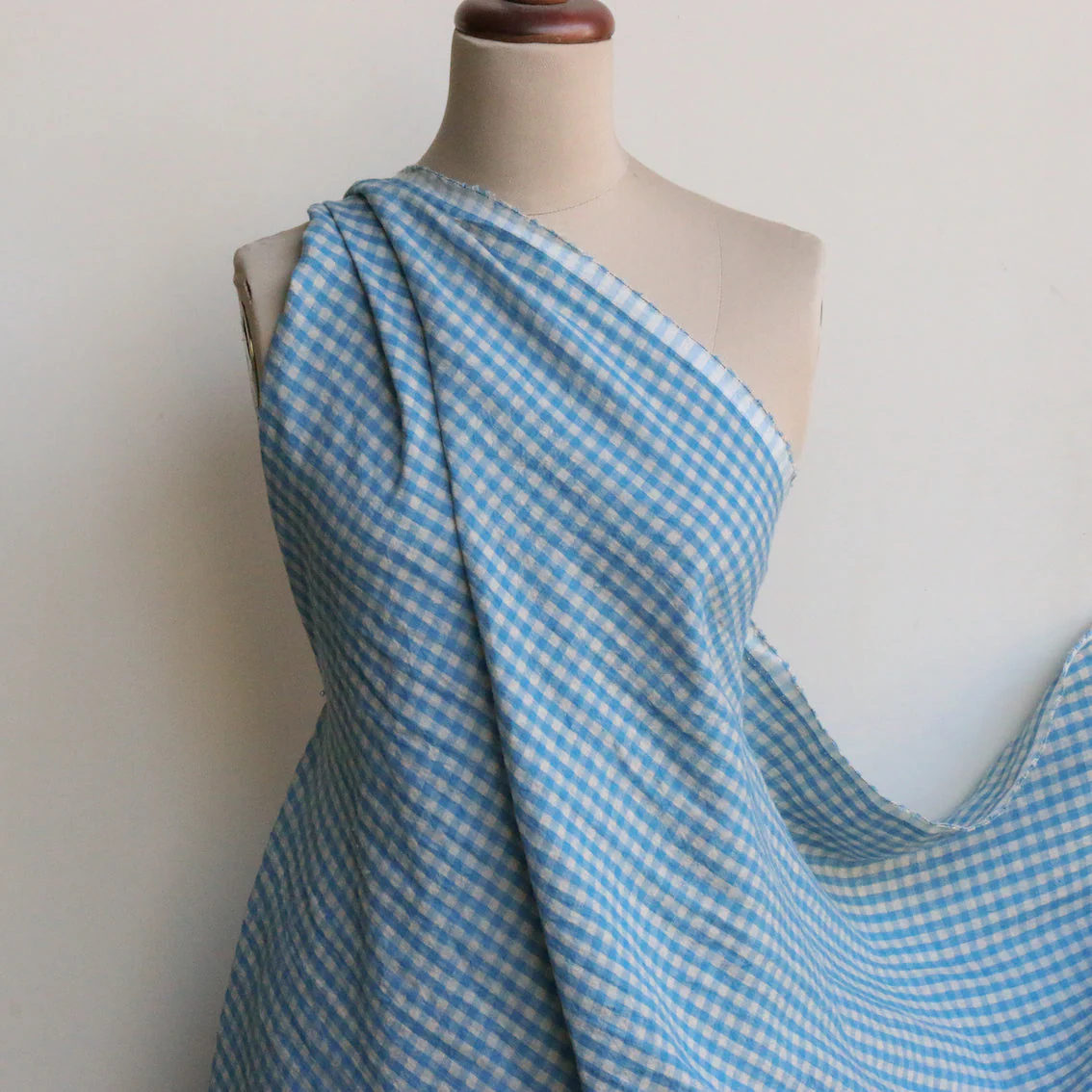 Abby Check Azure Washed Linen - Image 4
