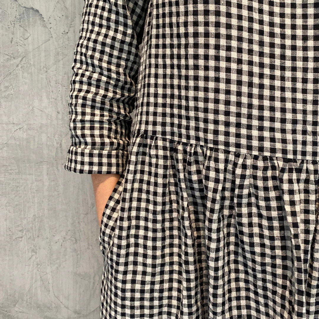Abby Check Black Washed Linen - Image 4
