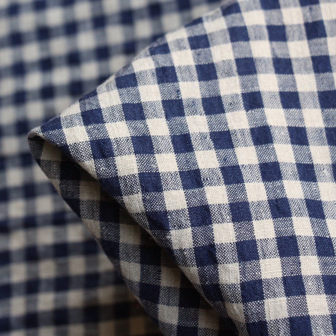 Abby Check Navy Washed Linen