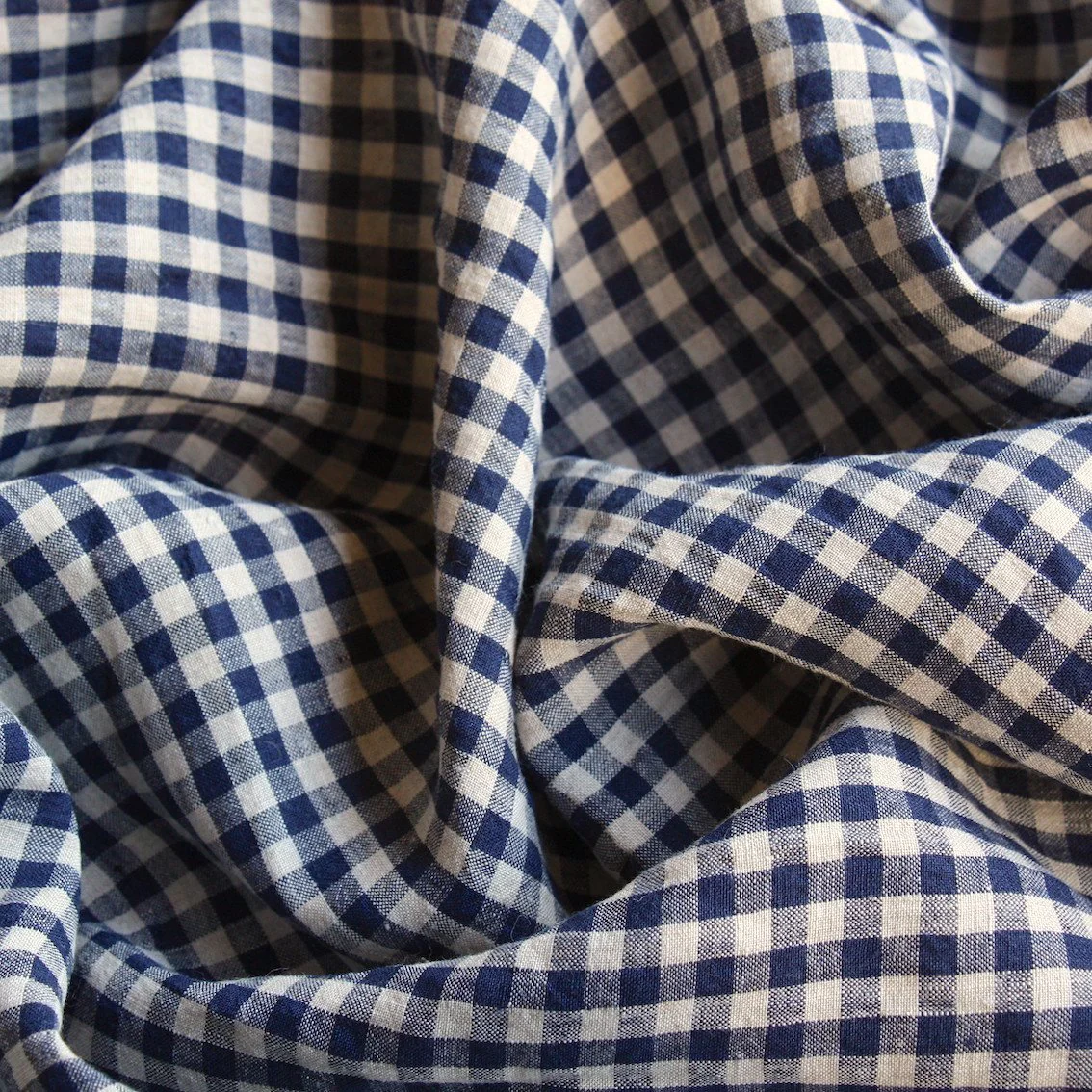 Abby Check Navy Washed Linen - Image 2