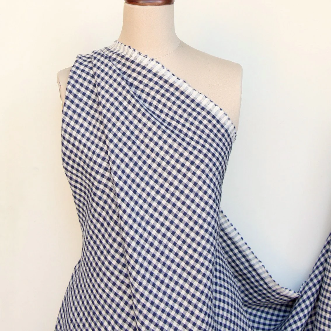 Abby Check Navy Washed Linen - Image 4