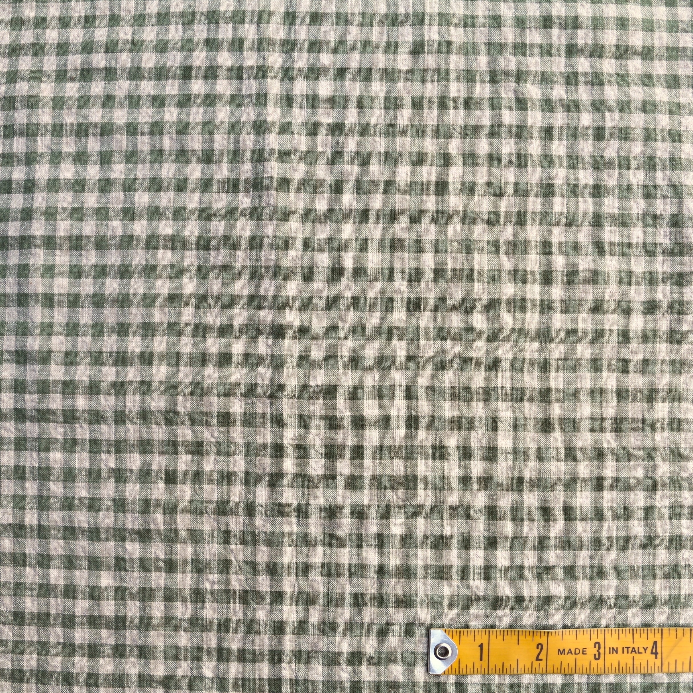 Abby Check Olive Washed Linen - Image 3