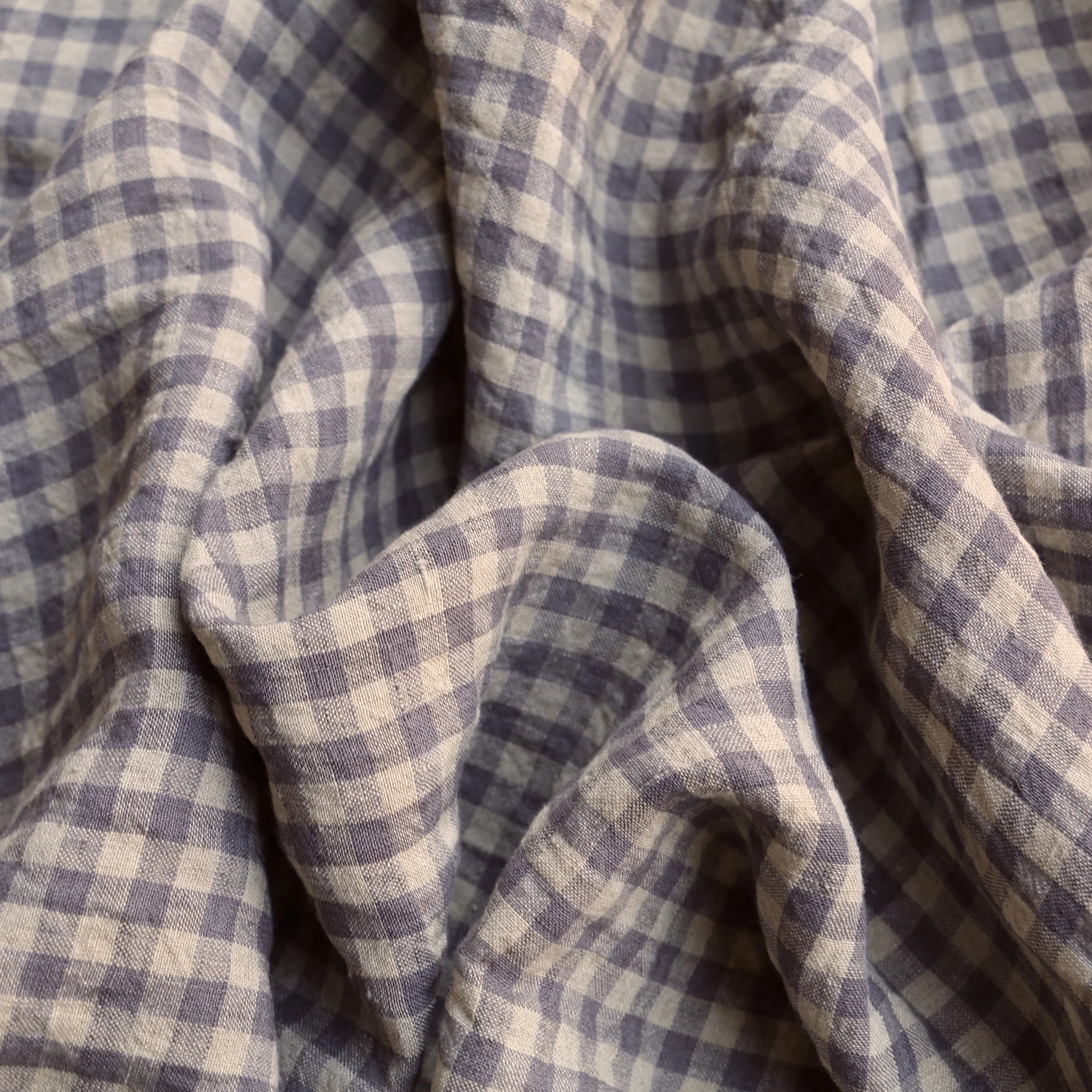 Abby Check Smoke Washed Linen - Image 2