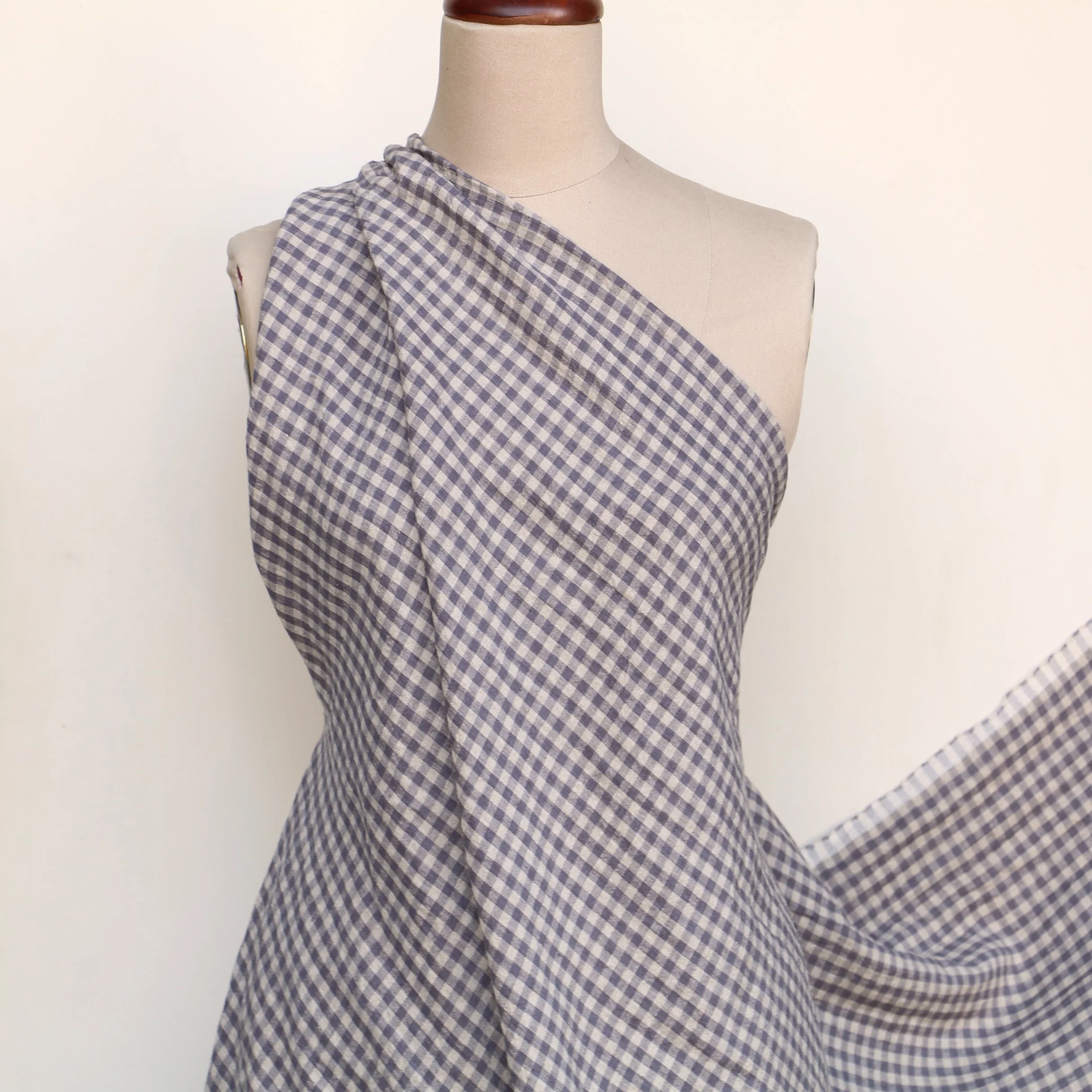 Abby Check Smoke Washed Linen - Image 4