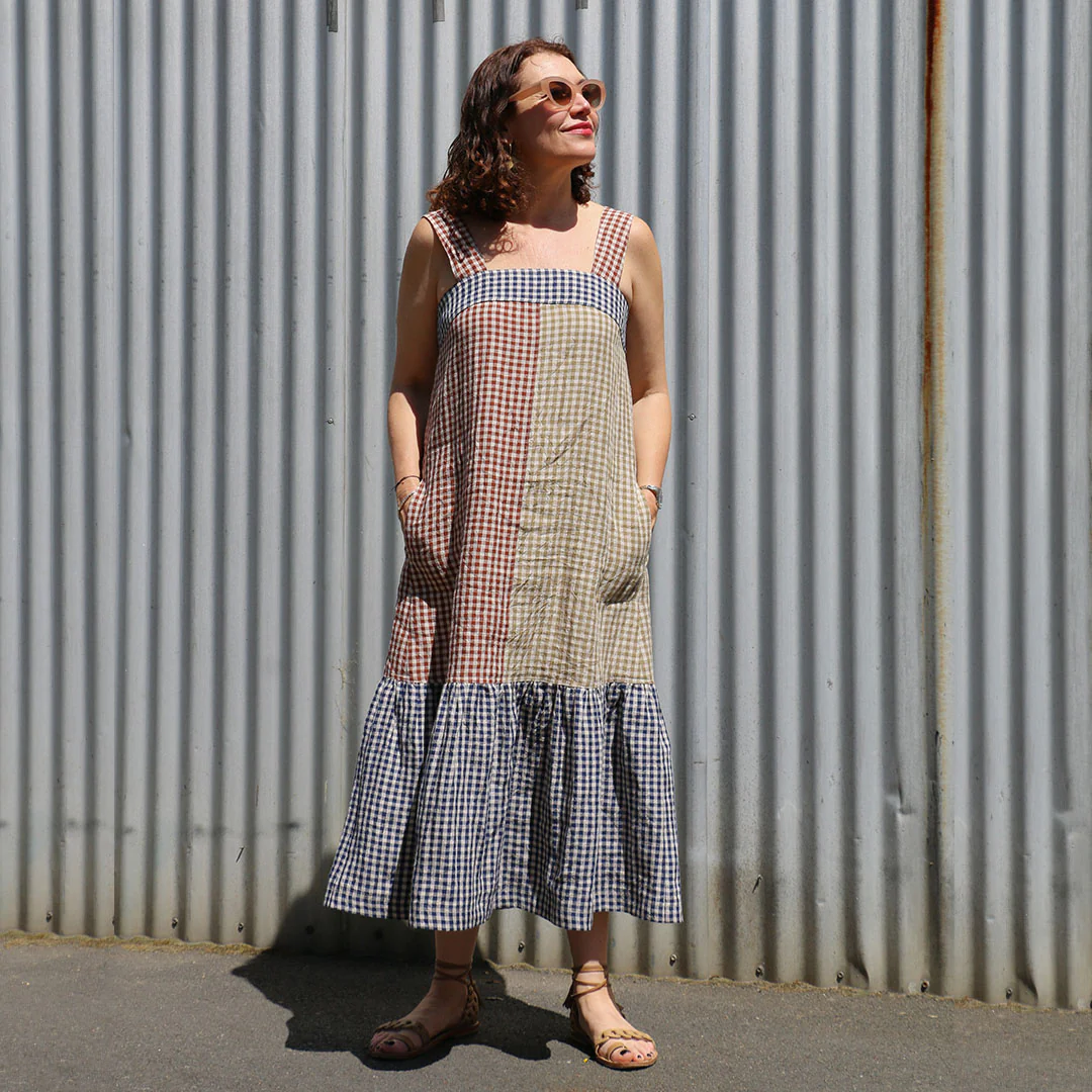 Abby Check Tan Washed Linen - Image 7