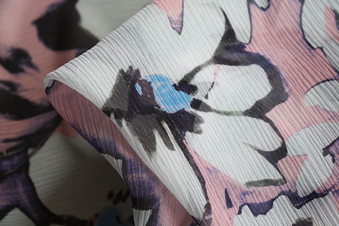 Abstract Floral Crinkle Georgette