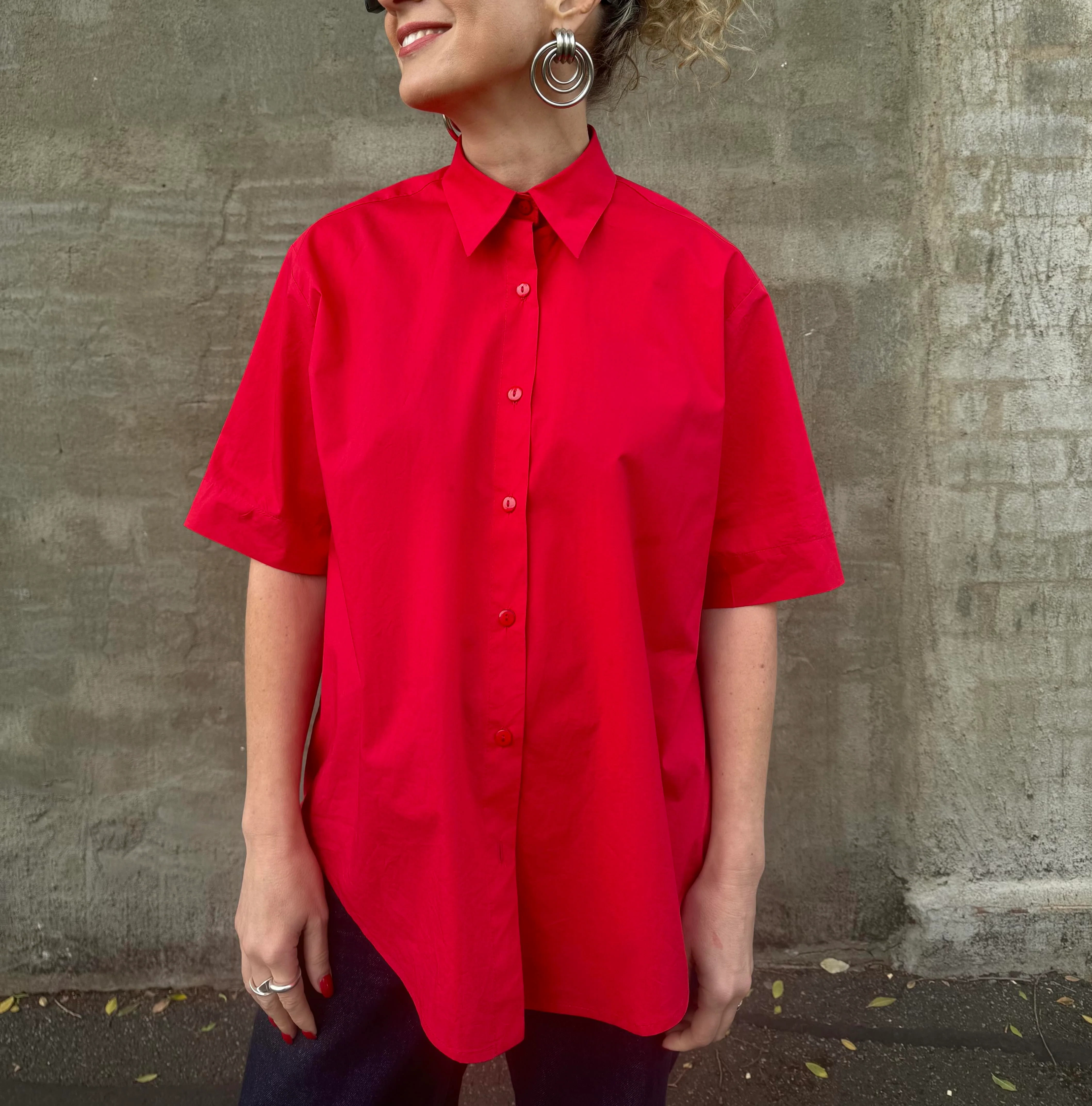 Adele Red Cotton Poplin - Image 2