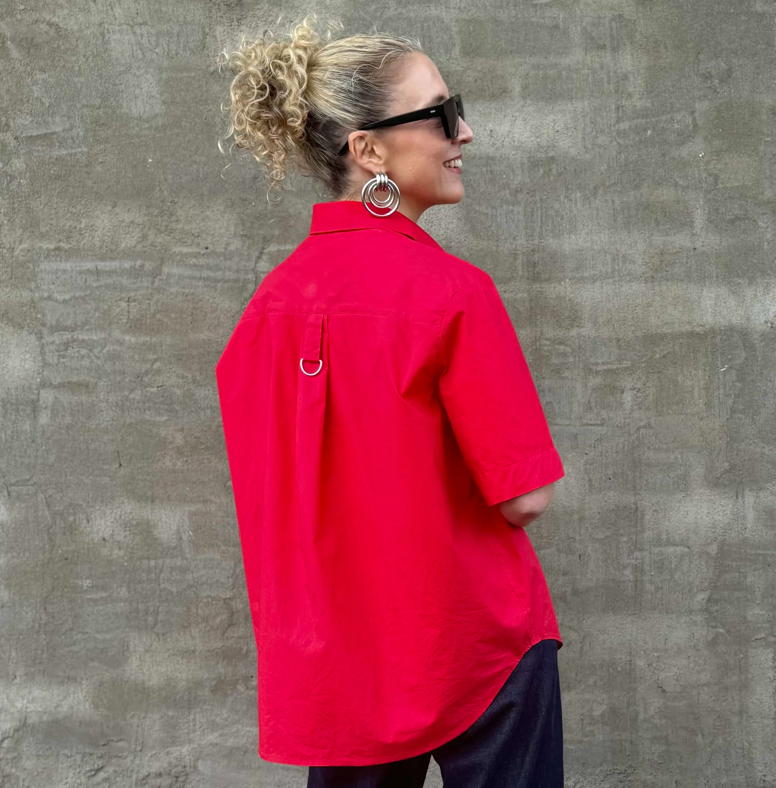 Adele Red Cotton Poplin - Image 4