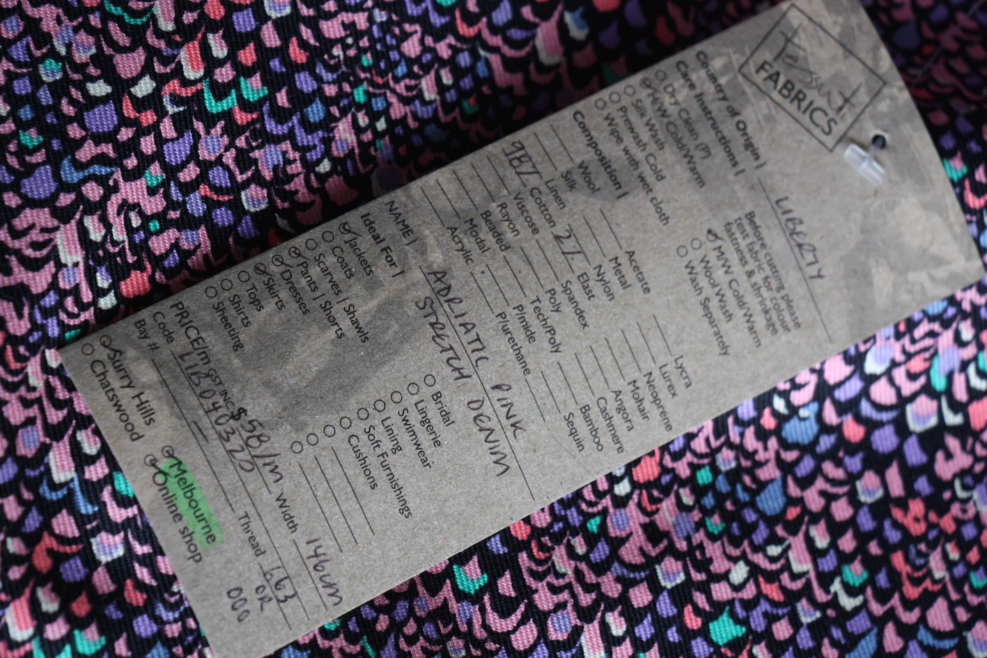 Adriatic Pink Stretch Denim - Liberty Fabric - Image 4