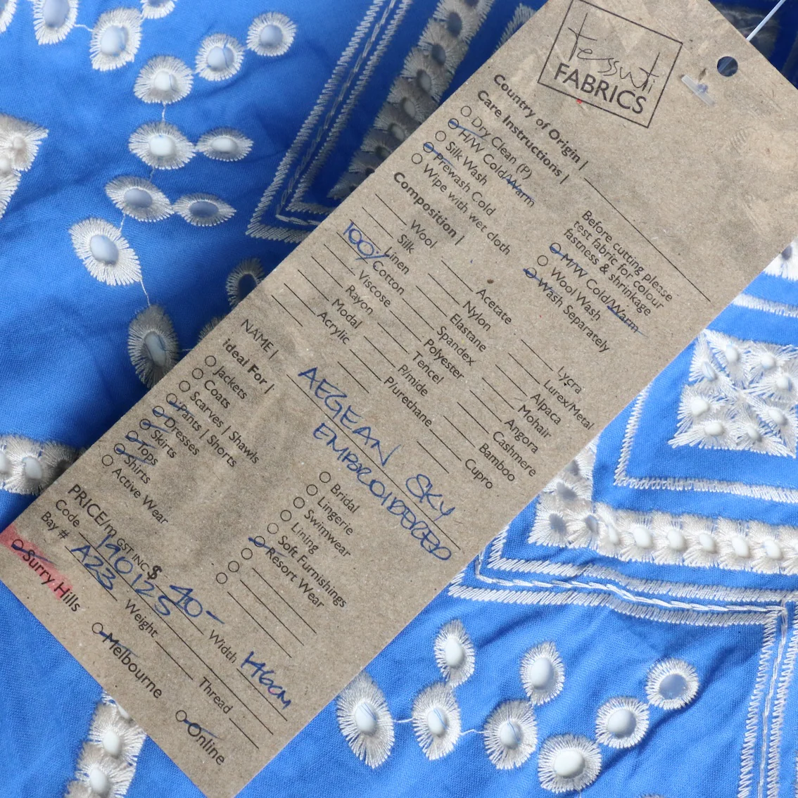 Aegean Sky Embroidered Cotton - Image 5
