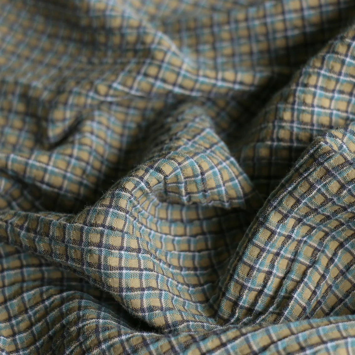 Akino Check Sage Seersucker - Image 2