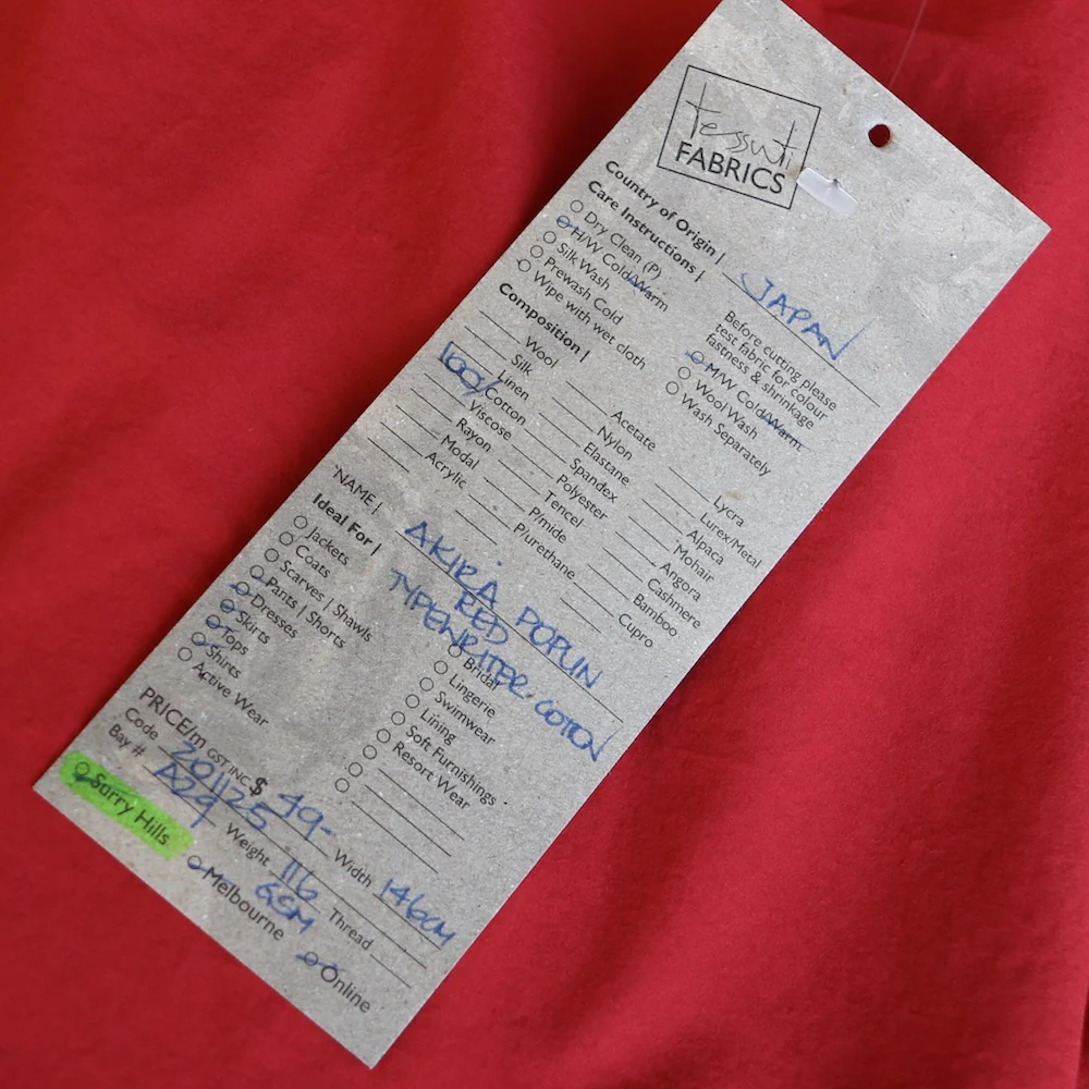 Akira Poplin Red - Typewriter Cotton - Washer Finish - Image 3