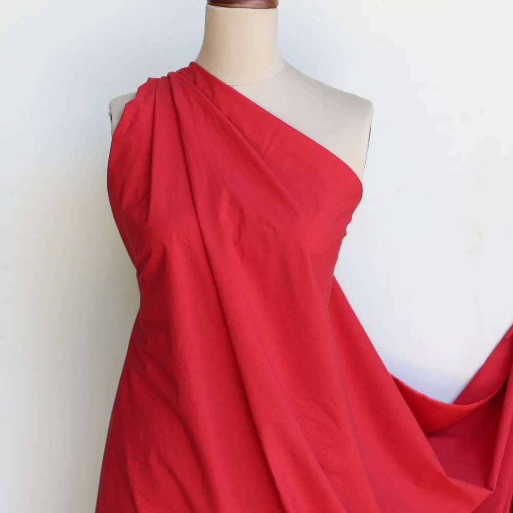 Akira Poplin Red - Typewriter Cotton - Washer Finish - Image 4