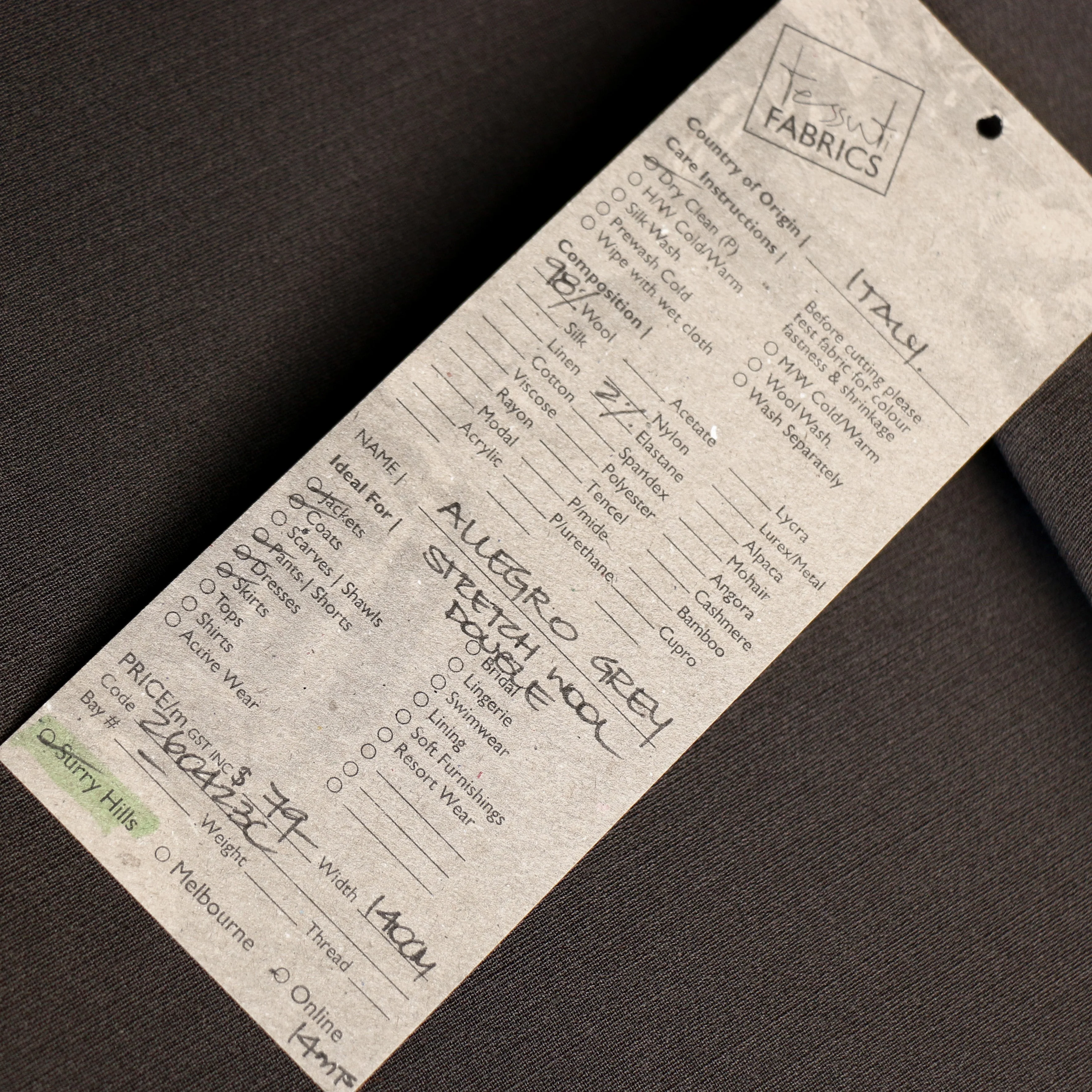 Allegro Grey Stretch Double Sided Wool - Image 3