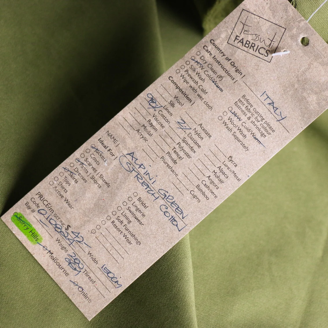 Alpini Green Stretch Cotton - Image 3
