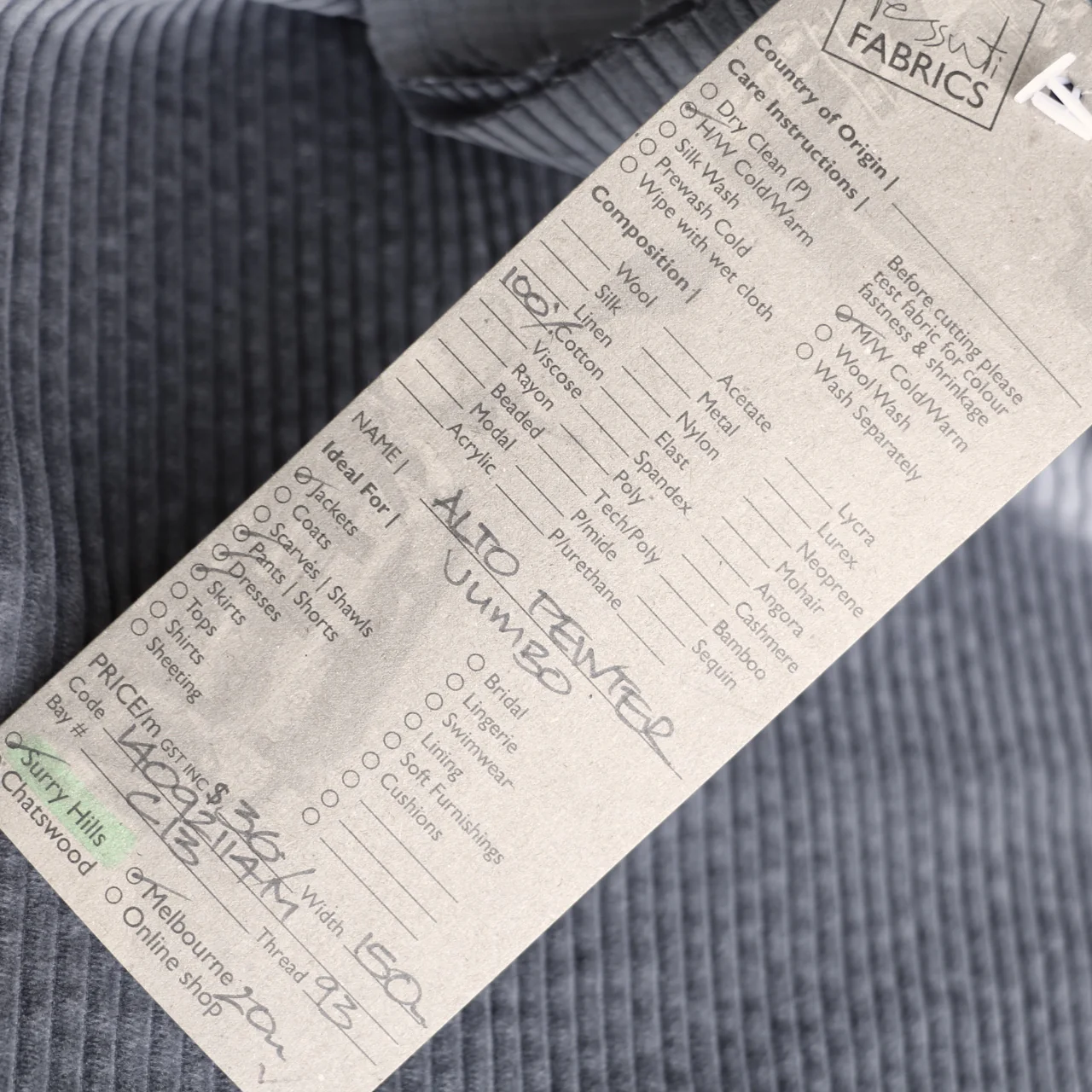Alto Pewter - Jumbo Corduroy - Image 3