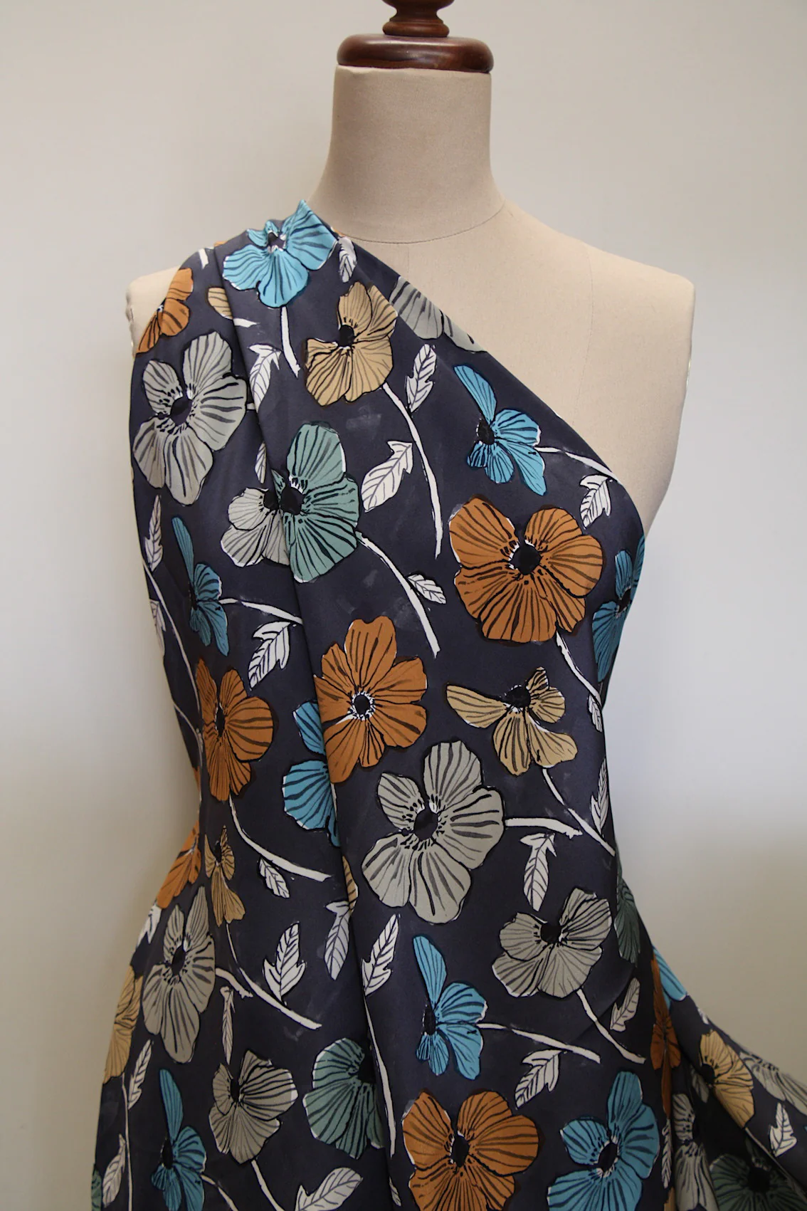 Anemone Garden Charcoal - Liberty Crepe De Chine - Image 6