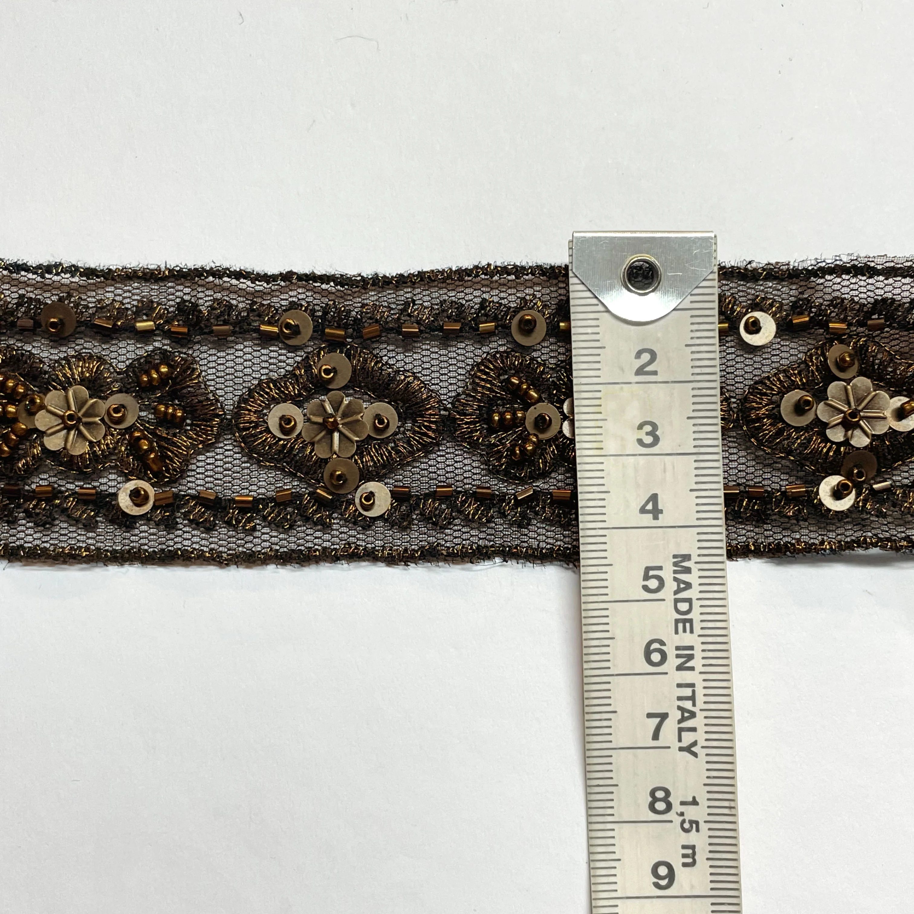 Antique/Bronze Embroidered Beaded Trim - Image 4