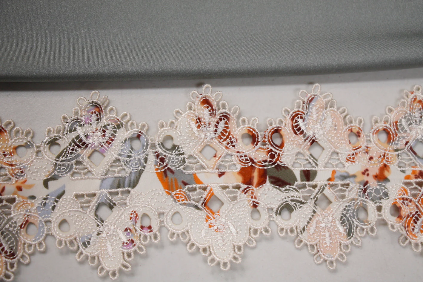 Apricot Floral Embroidered Swimwear Trim