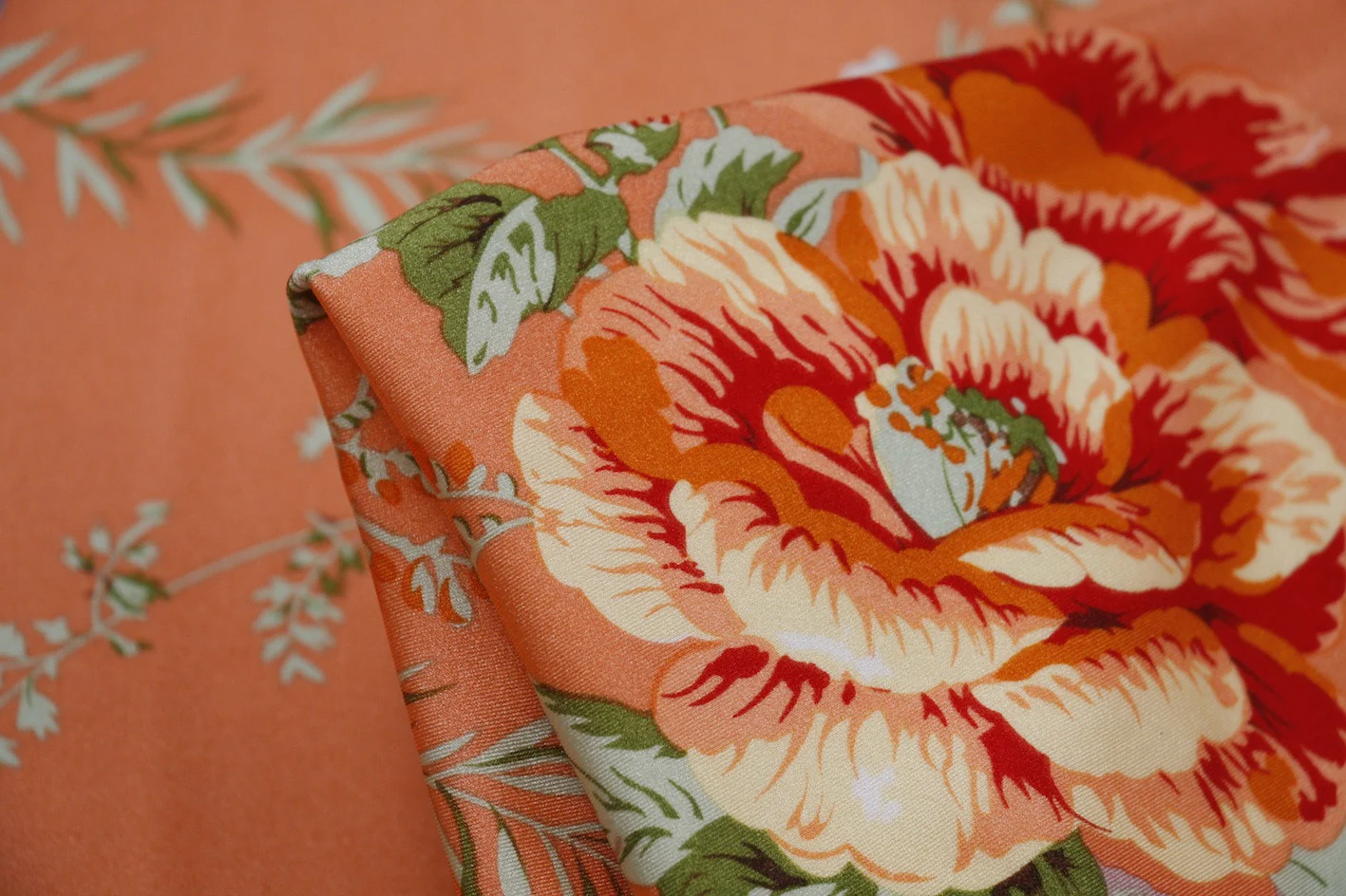 Apricot Floral Stretch - Swimwear Fabric