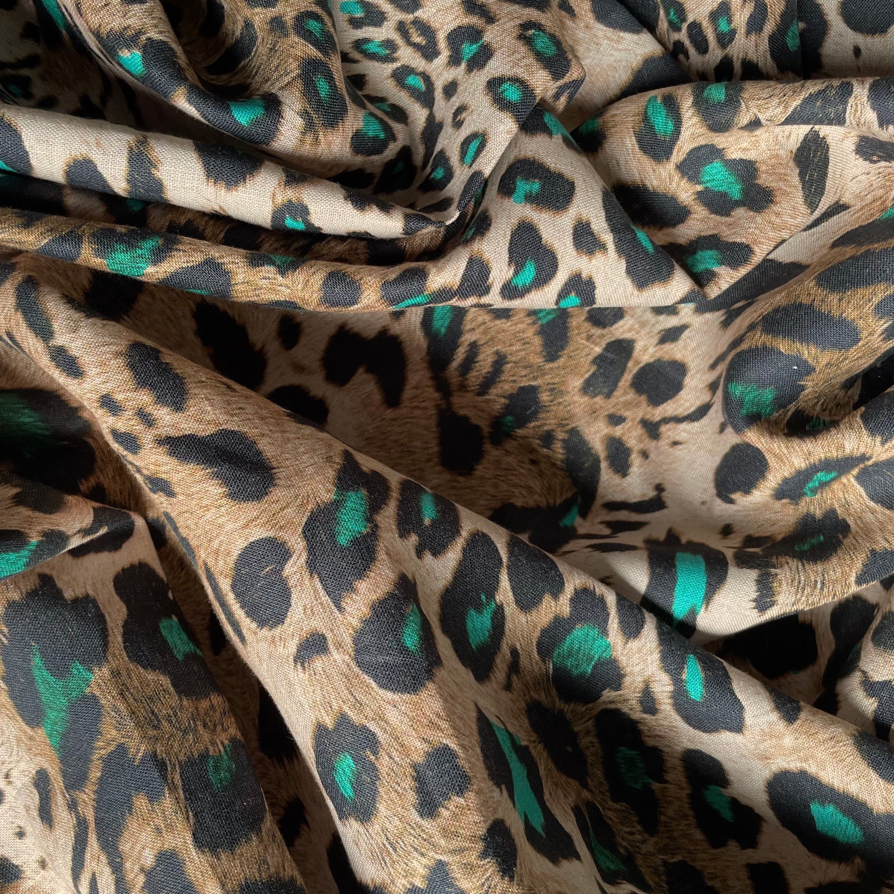 Aqua Cat Printed Linen - Image 2
