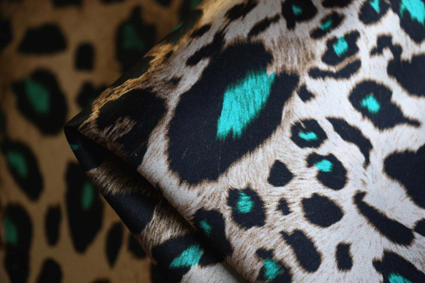 Aqua Cat Silk Satin