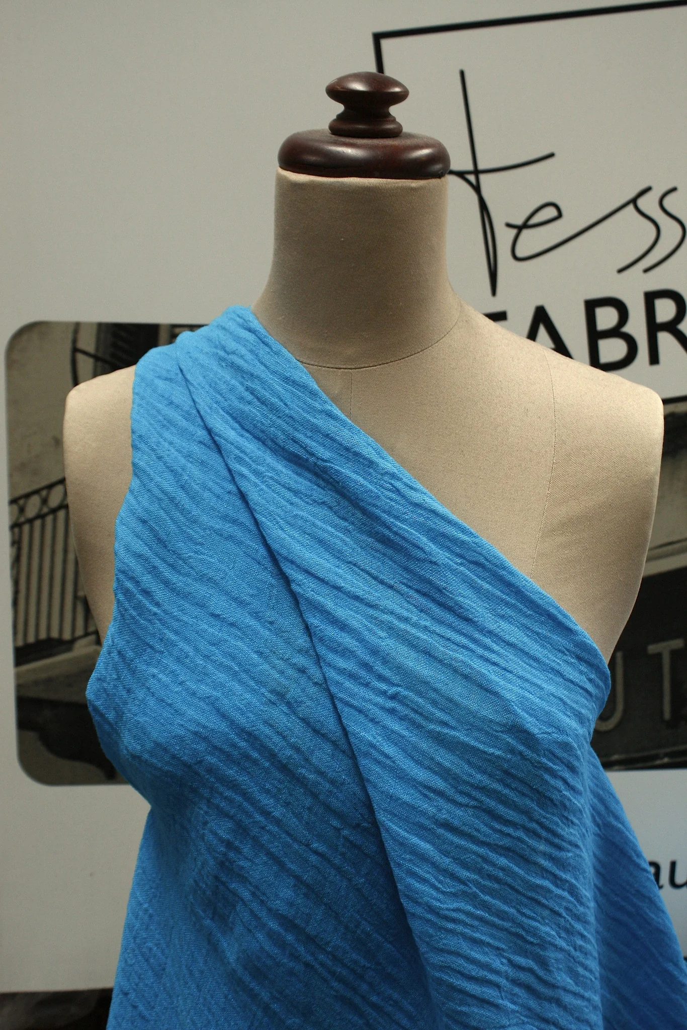 Aqua Crinkled Washed Linen - Image 3