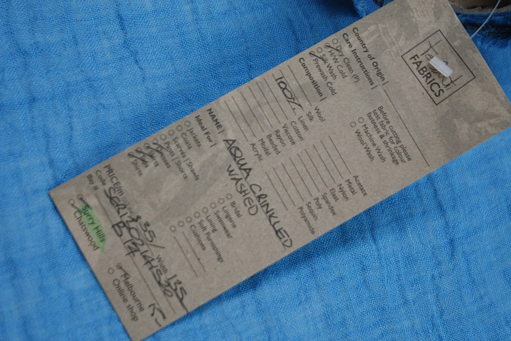 Aqua Crinkled Washed Linen - Image 4