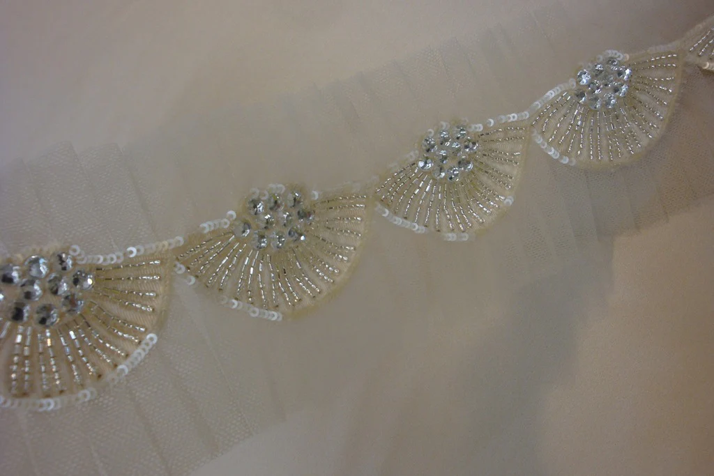 Art Deco Beaded Tulle - Mink Pebble - Image 2