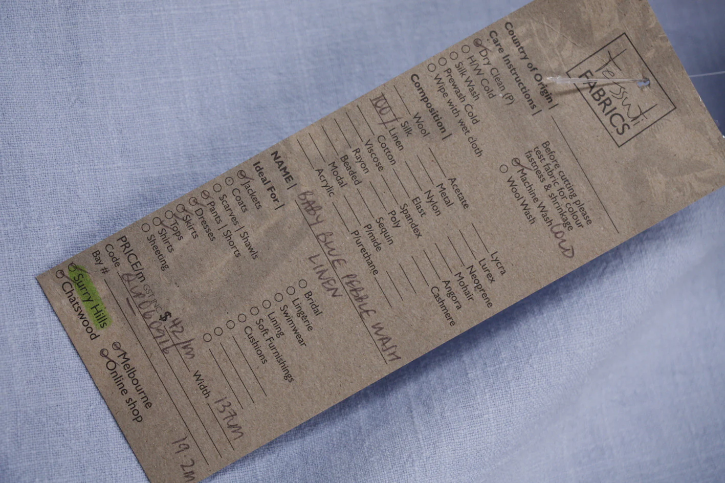 Baby Blue Pebble Wash Linen - Image 2