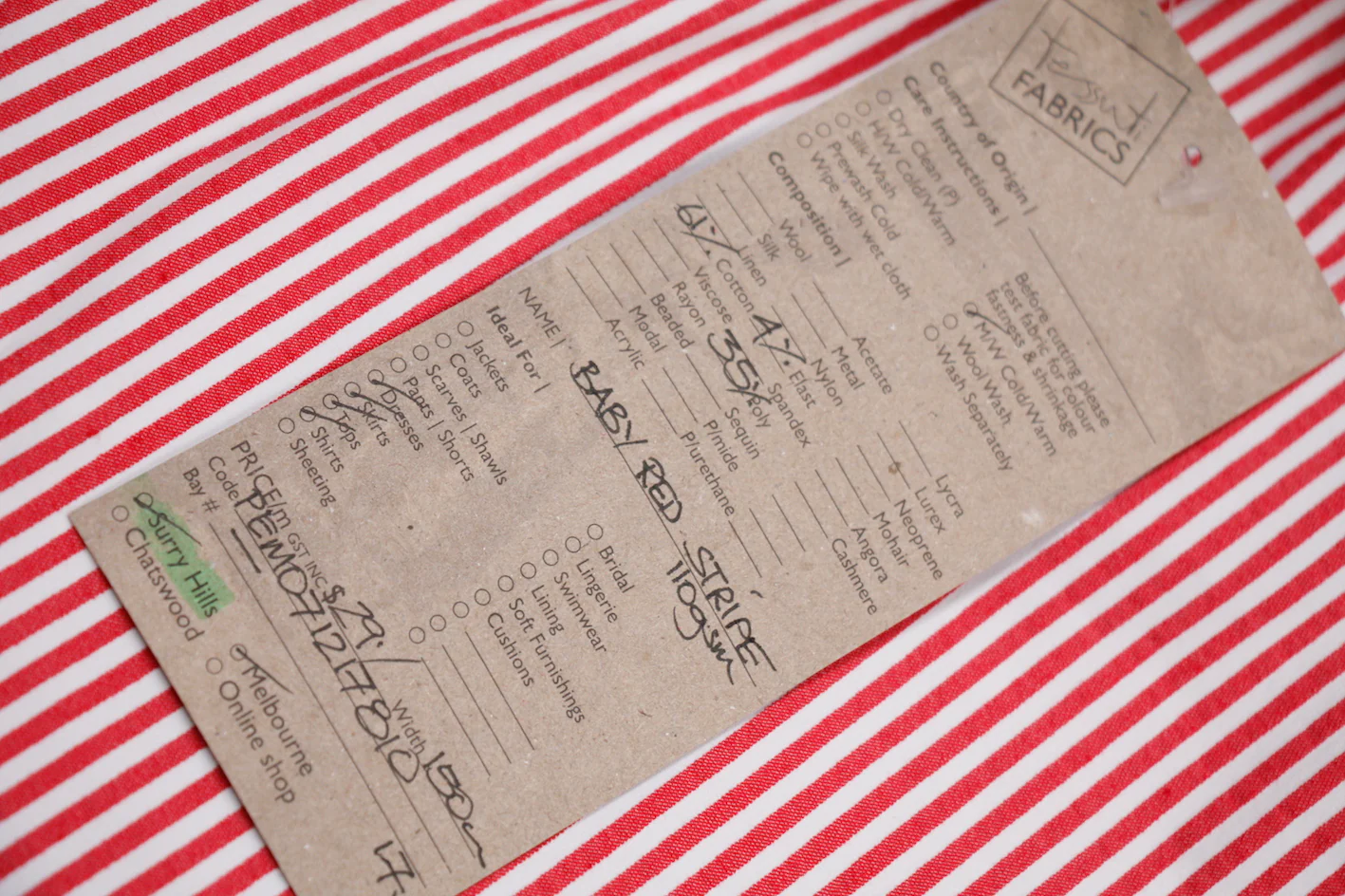 Baby Red Stripe - Microprene - Image 3