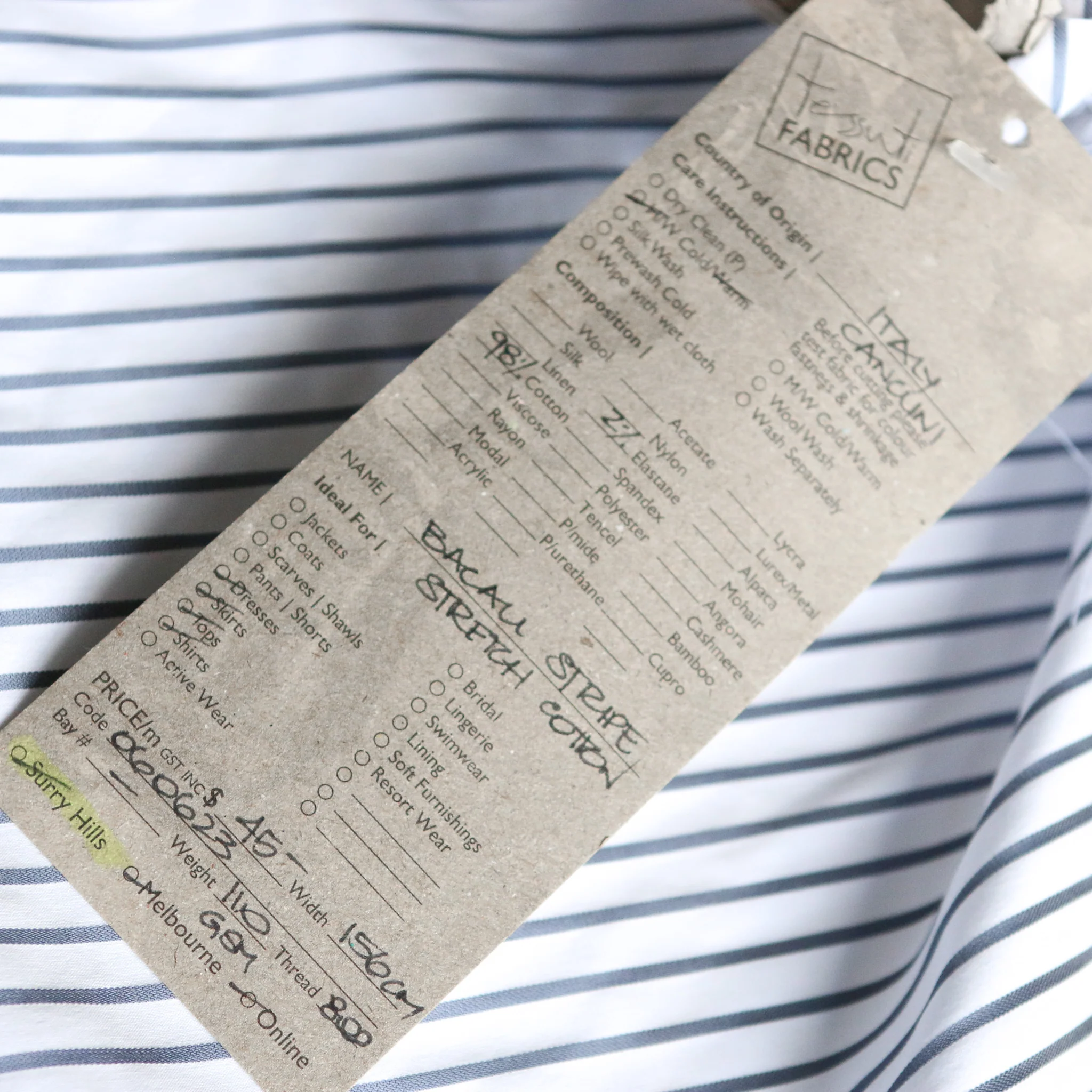 Bacall Stripe Stretch Cotton Shirting - Image 3