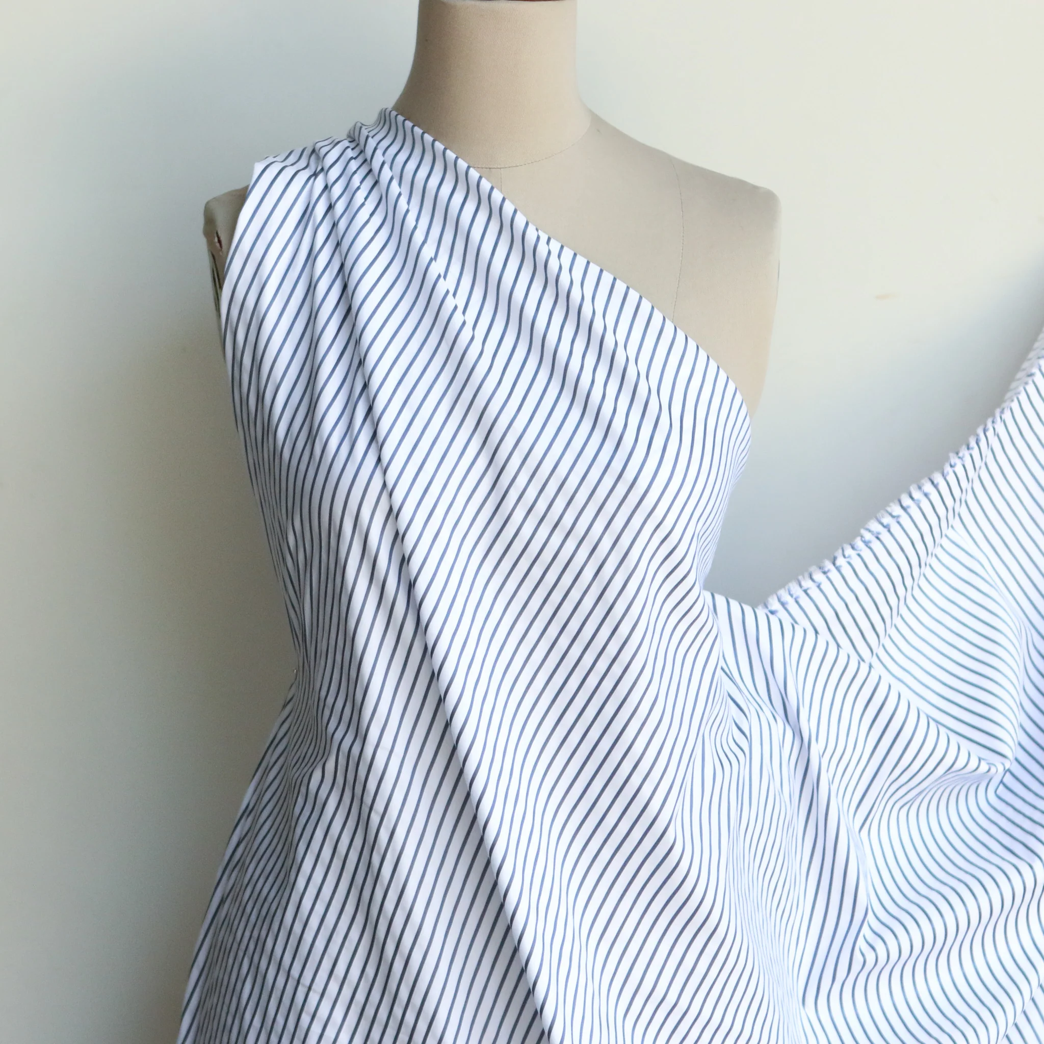 Bacall Stripe Stretch Cotton Shirting - Image 4