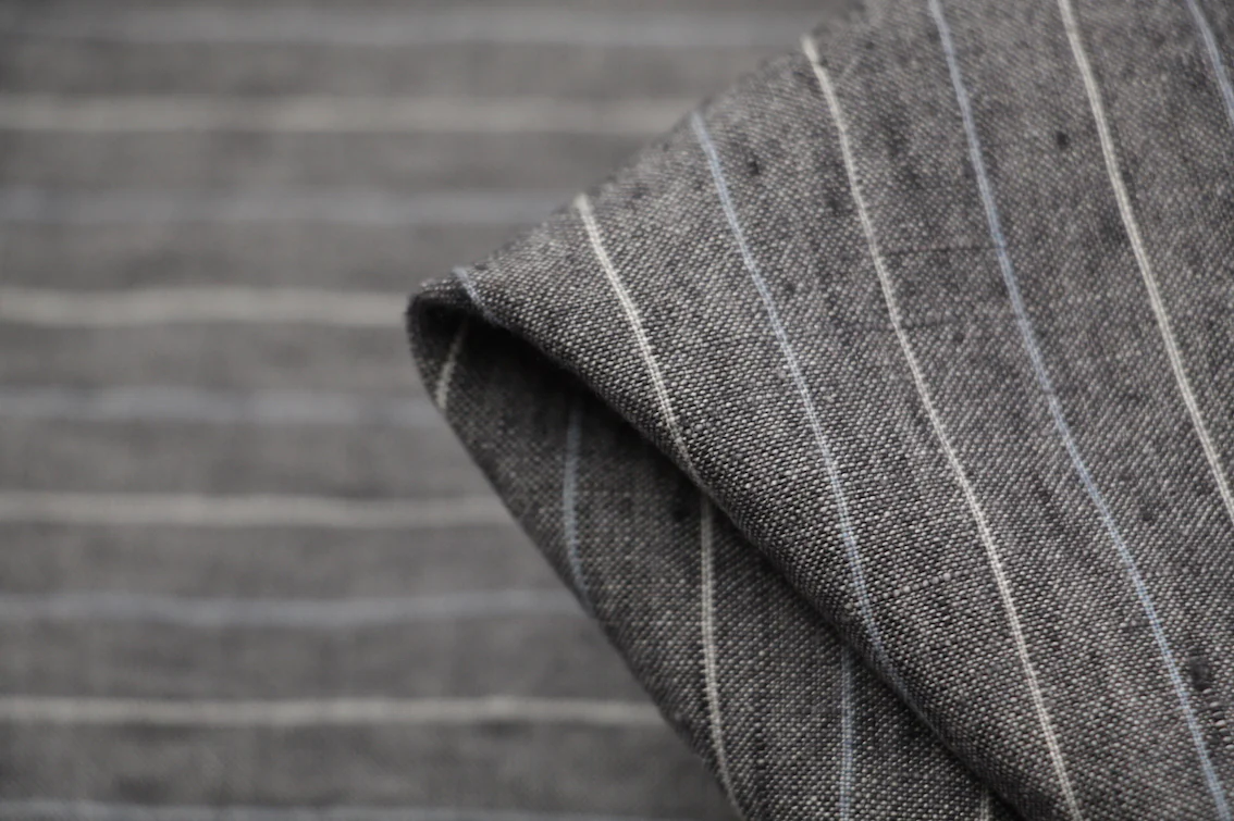 Bale Grey Stripe Vintage Washed Linen