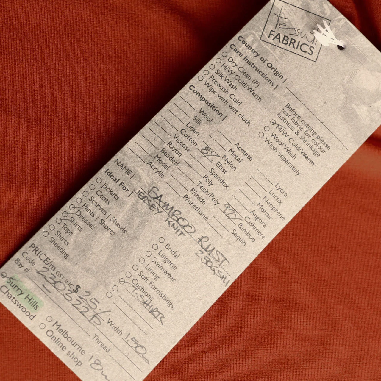 Bamboo Jersey Knit - Rust (265gsm) - Image 3