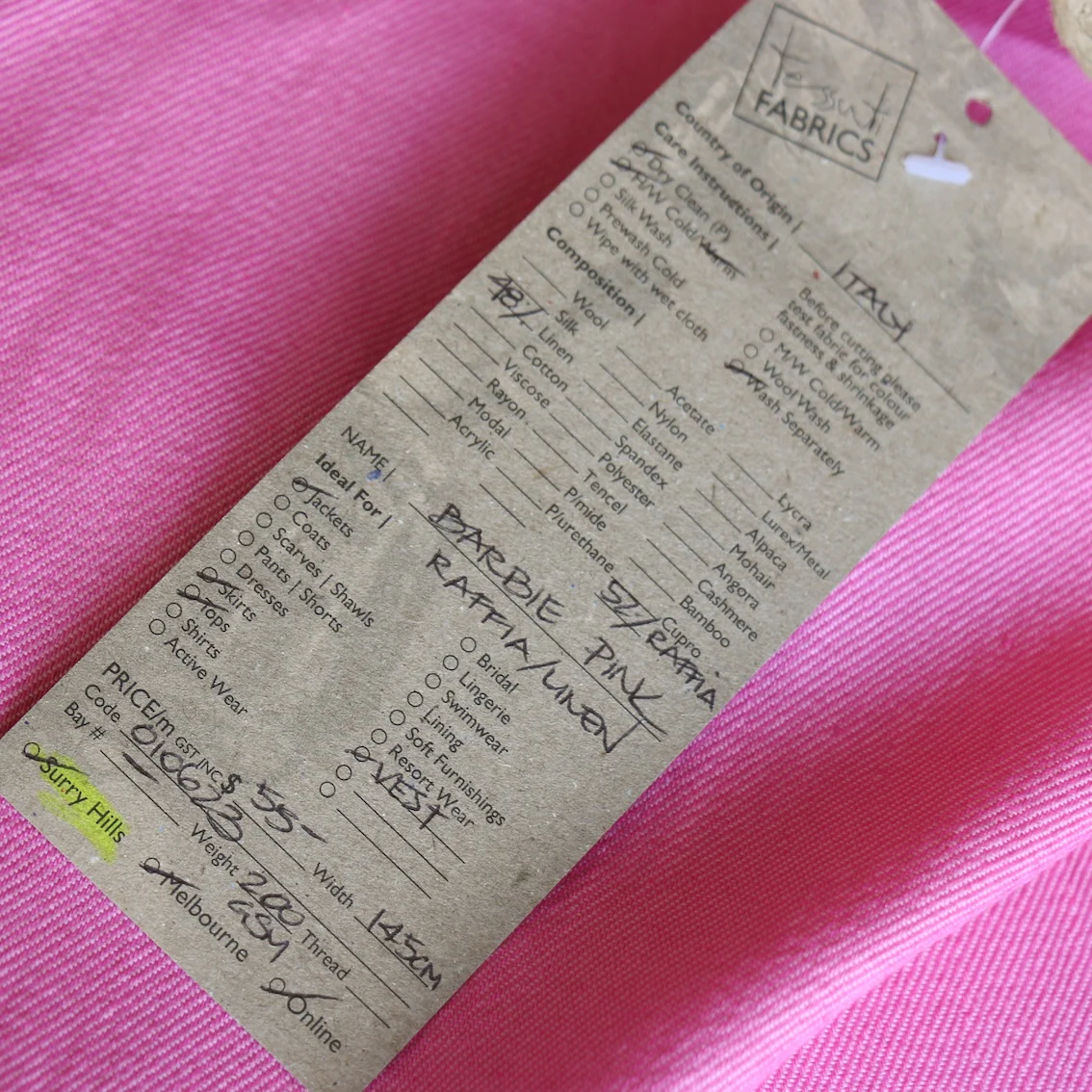 Barbie Pink Raffia/Linen - Image 3