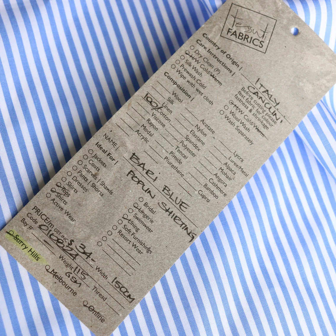 Bari Blue Poplin Shirting - Image 4
