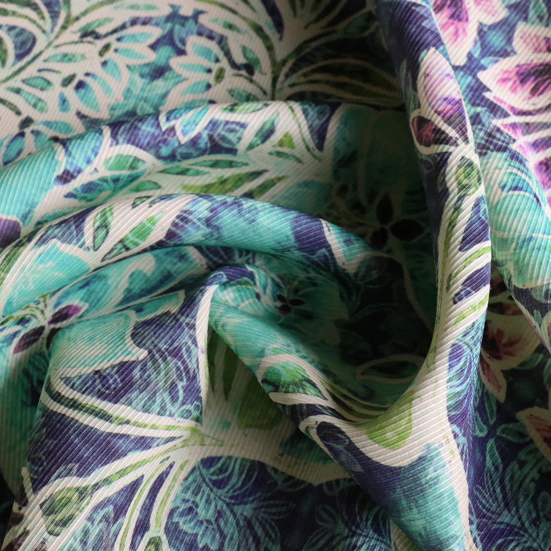 Batik Bloom Silk Ottoman - Image 2