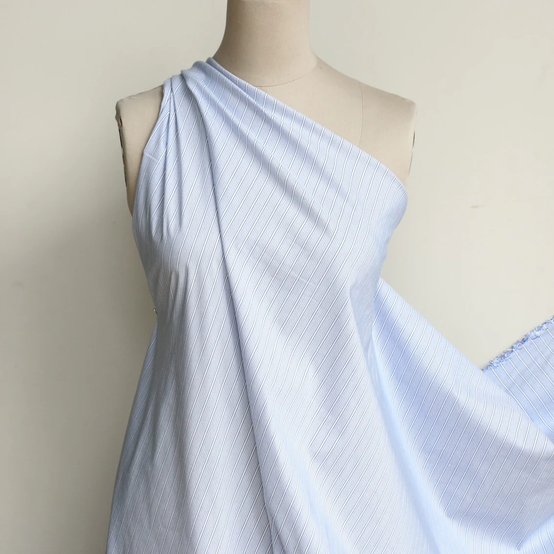 Belagio Blue Striped Poplin Shirting - Image 4