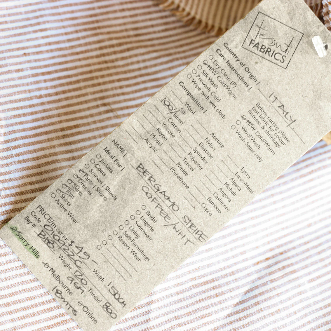 Bergamo Stripe Linen - Coffee/White - Image 4