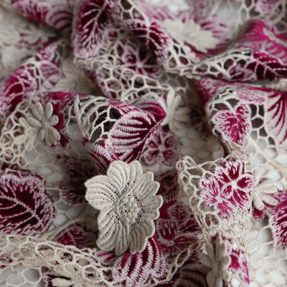 Berry 3-D Guipure Lace - Image 3