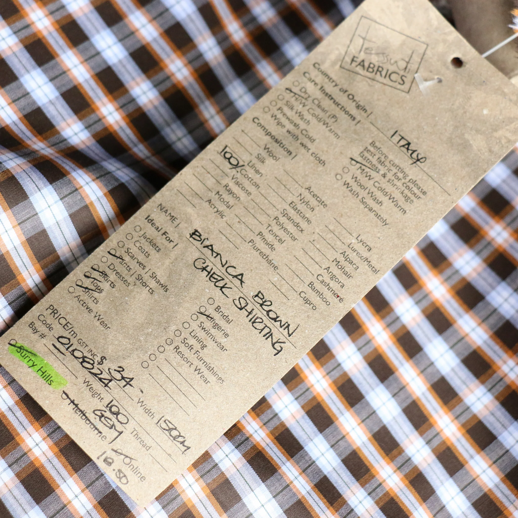 Bianca Brown Check Shirting - Image 4