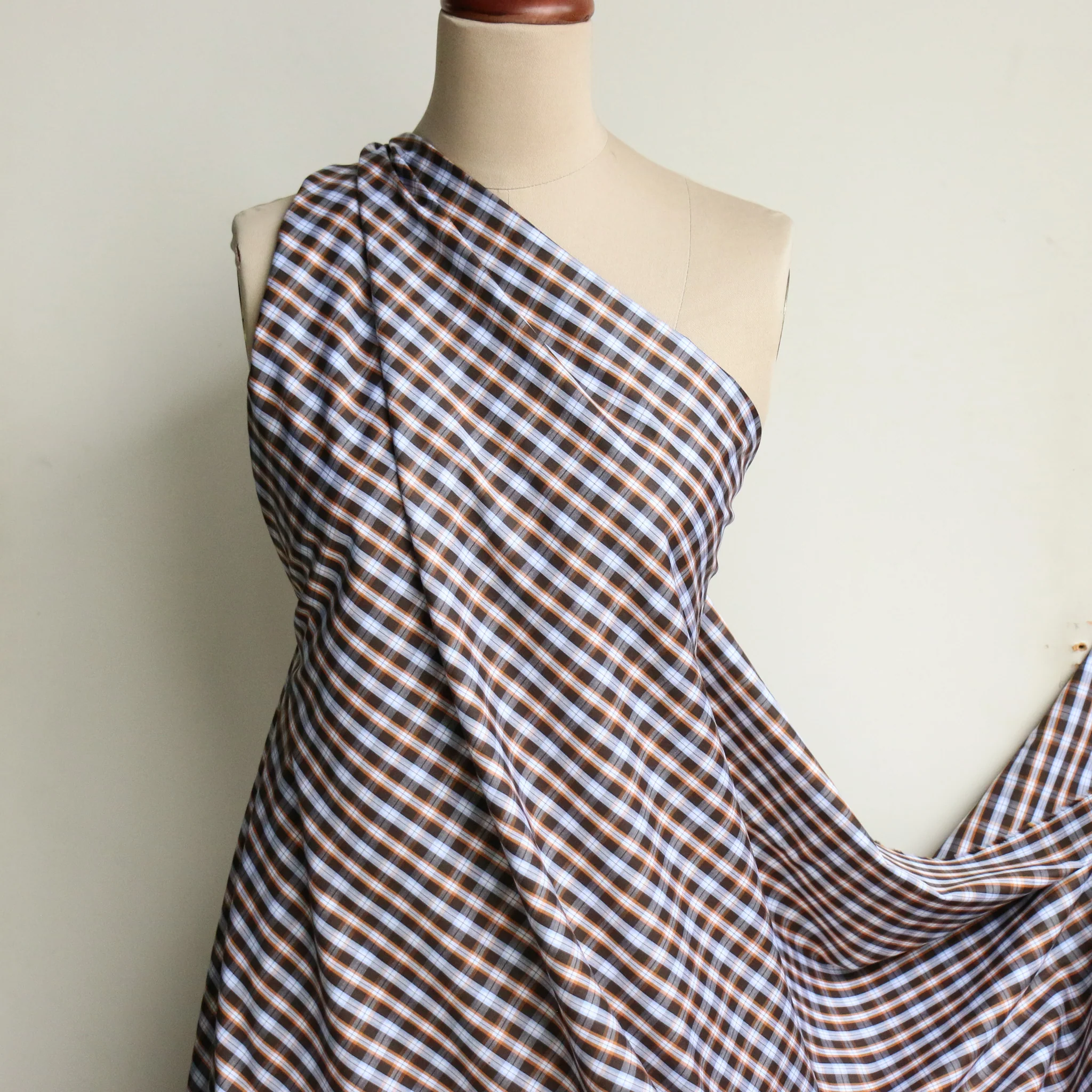 Bianca Brown Check Shirting - Image 5