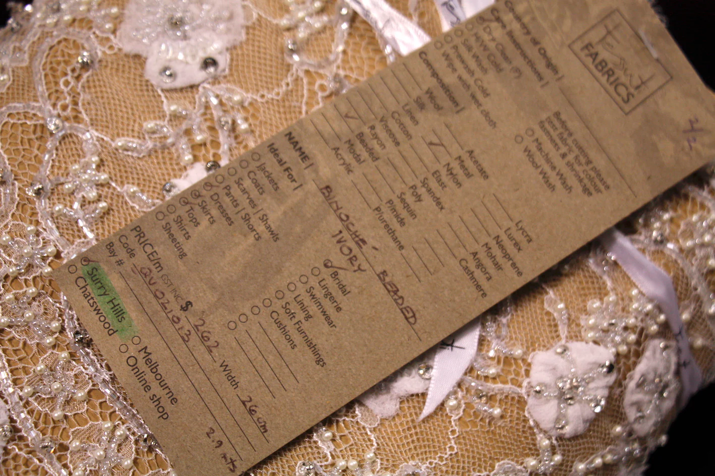 Binoche Beaded Ivory Lace Trim - Image 2